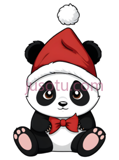 熊猫,卡通,黑白红PNG