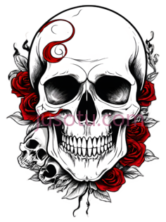 骷髅,插画,白色,红色PNG