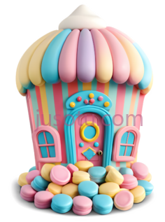 糖果屋,卡通,粉色,蓝色,黄色,紫色PNG