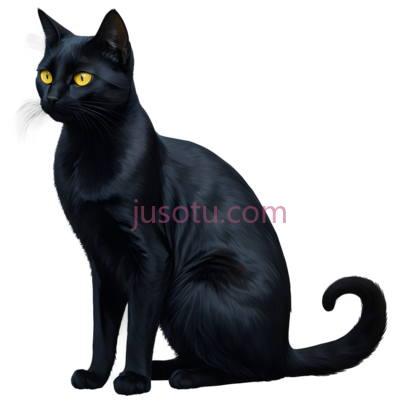 猫,插画,黑色, PNG