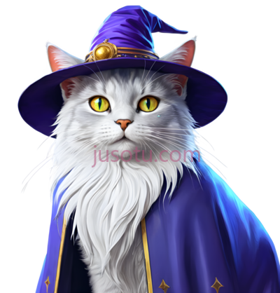 猫,巫师,白色,紫色, PNG