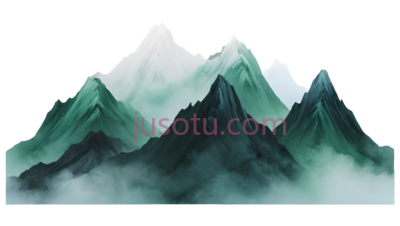 山峰,水墨画,绿色, PNG