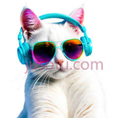 猫,耳机,太阳镜PNG