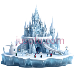 冰雪城堡,卡通,蓝色PNG