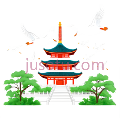 卡通,大雁塔,鸟类,绿植PNG