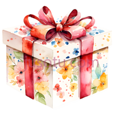 礼物盒,水彩画,粉色PNG