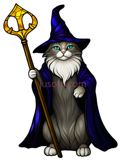 猫,魔法师,灰色,蓝色,金色, PNG