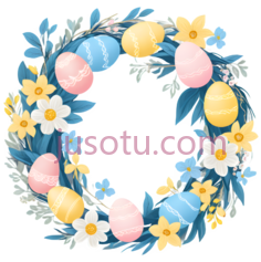 花环,插画,蓝色,黄色,粉色PNG