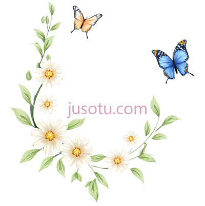 花环,插画,白色,绿色,橙色,蓝色, PNG