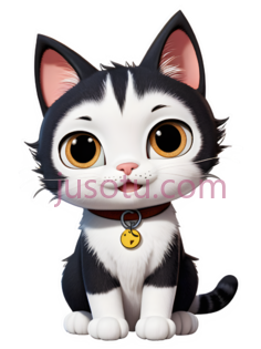卡通猫咪,可爱,黑白PNG