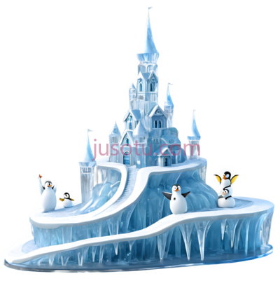 冰雪城堡,卡通,蓝色, PNG
