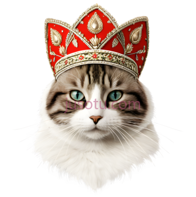 猫,戴着王冠,白色,棕色, PNG