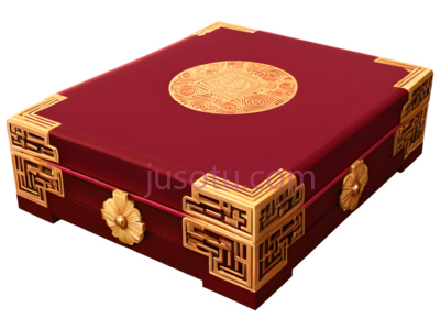 盒子,中式,红色,金色, PNG