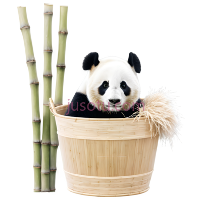 熊猫,竹桶, PNG