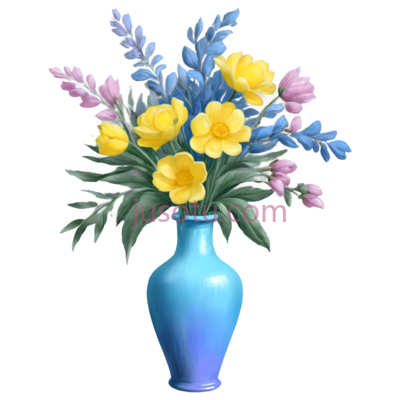 花瓶,插画,蓝色, PNG