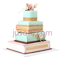 蛋糕,多层,蓝色,金色,粉色PNG