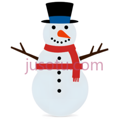 雪人,卡通,白色身体, 蓝色帽子, 红色围巾, 橙色鼻子PNG