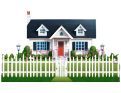 房子,卡通,白色, 红色, 蓝色PNG