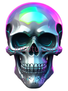 头骨,3D,银色,紫色,彩虹色PNG