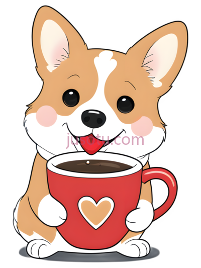 柯基犬,卡通,白色,棕色, PNG
