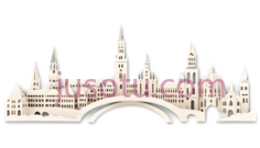 城市天际线,线条画,白色PNG