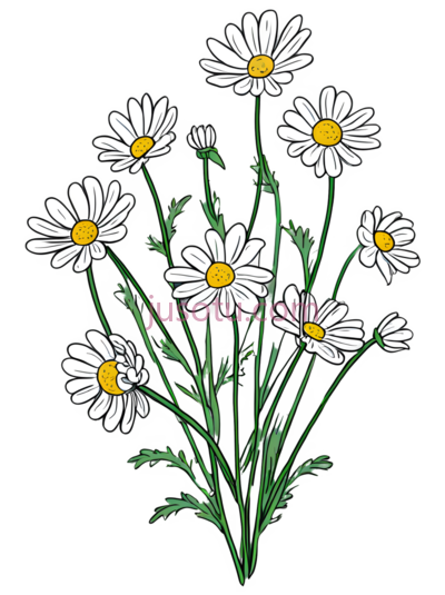 雏菊,插画,白色,黄色, PNG