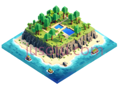 岛屿,卡通,蓝色,绿色,黄色PNG