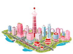 城市景观,卡通,多彩PNG