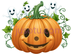 南瓜,幽灵,卡通,橙色,白色PNG