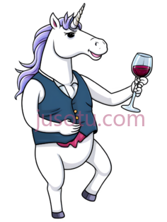 独角兽,卡通,白色身体, 紫色鬃毛,尾巴PNG