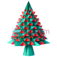 圣诞树,折纸,绿色,红色PNG