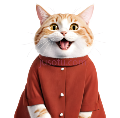 猫,卡通,橘色,白色, PNG