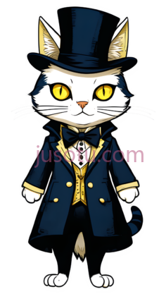 猫,卡通,白色, 黑色, 黄色PNG