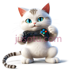 卡通猫,3D动画,白色带灰色条纹PNG