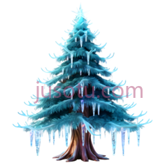 雪松,插画,蓝色PNG