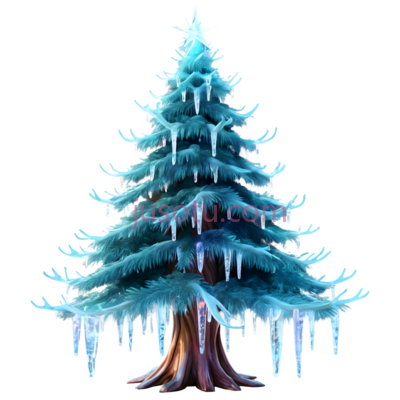 雪松,插画,蓝色, PNG