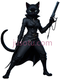 猫女,暗黑风,黑色PNG