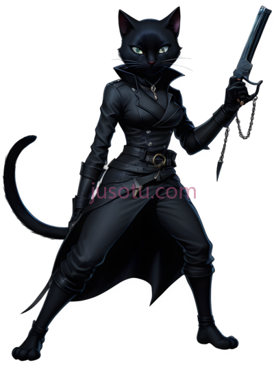 猫女,暗黑风,黑色, PNG