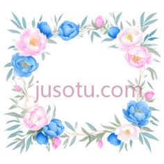 花环,水彩画,粉色,蓝色PNG