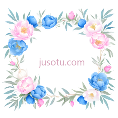 花环,水彩画,粉色,蓝色, PNG