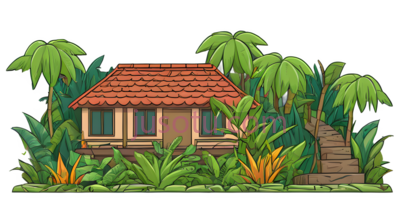 小木屋,卡通,棕色屋顶,黄色墙壁, PNG