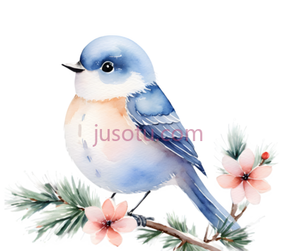 鸟,水彩画,蓝色,白色, PNG