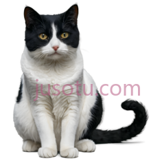 猫,坐姿,黑白PNG