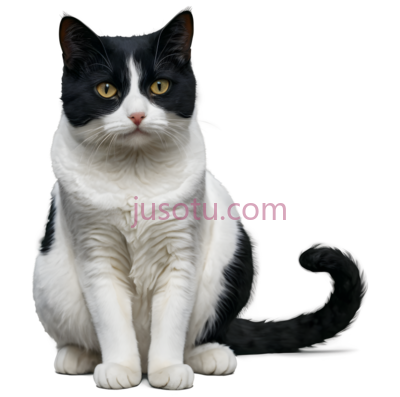猫,坐姿,黑白, PNG