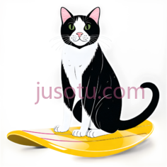 猫,卡通,黑色,白色,黄色PNG