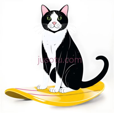 猫,卡通,黑色,白色,黄色, PNG