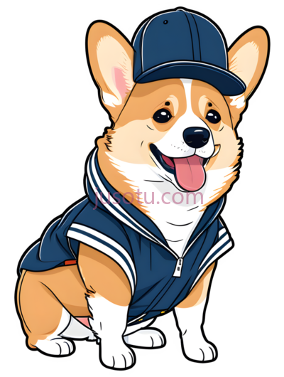 柯基犬,卡通,棕色,白色,黑色, PNG