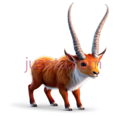羚羊,3D,橙色,白色PNG
