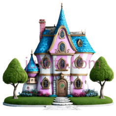 城堡,卡通,粉色,蓝色PNG