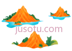 岛屿,卡通,橙色,绿色PNG